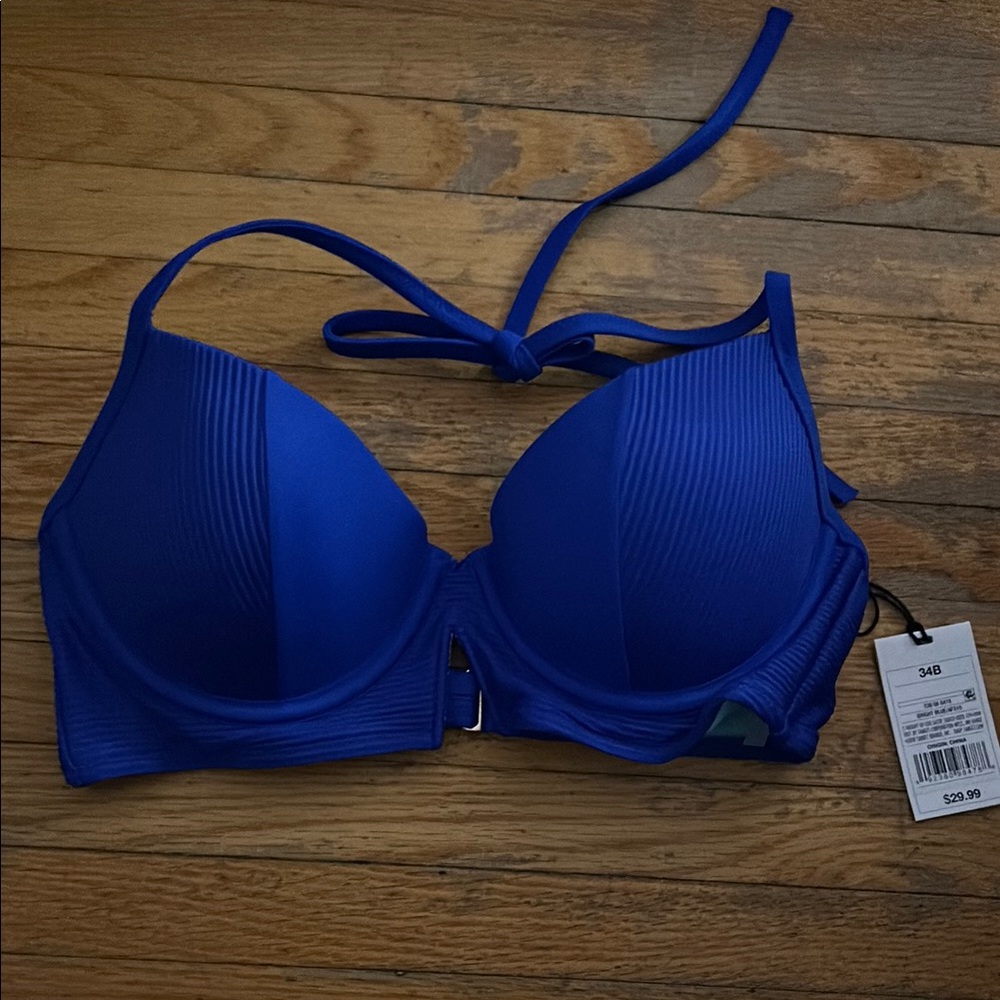 Shade and Shore Vibrant Blue Halter Bikini Top size 34b